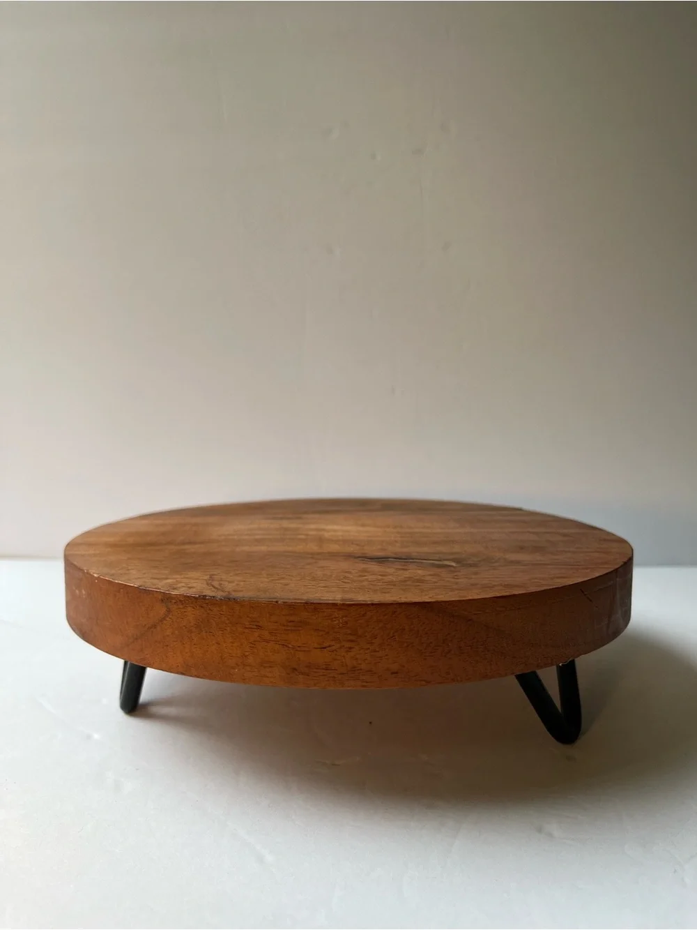 Wood Stand Pedestal Riser Thick Round Slab Hairpin Legs Boho Industrial 9